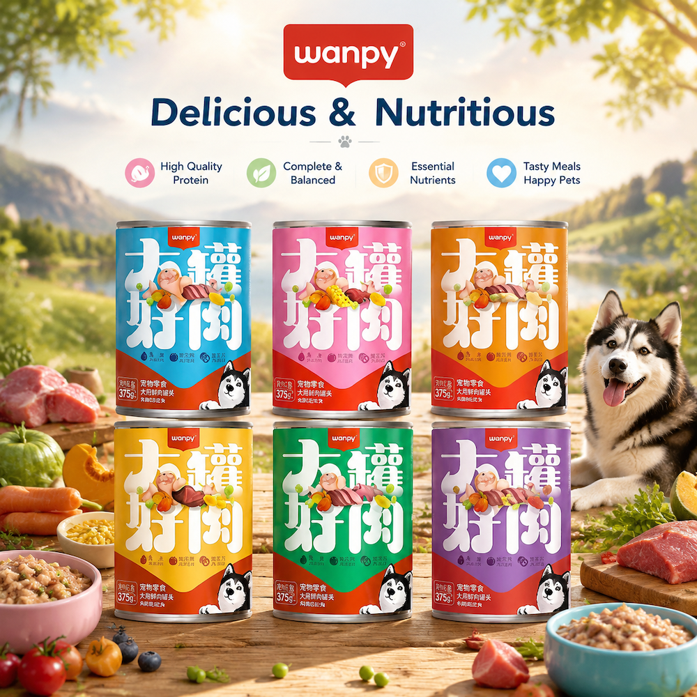 WANPY Large Can Good Meat Series for Dogs – Premium Wet Dog Food with Chicken, Beef, Duck, Rabbit, Venison & Cheese 375g