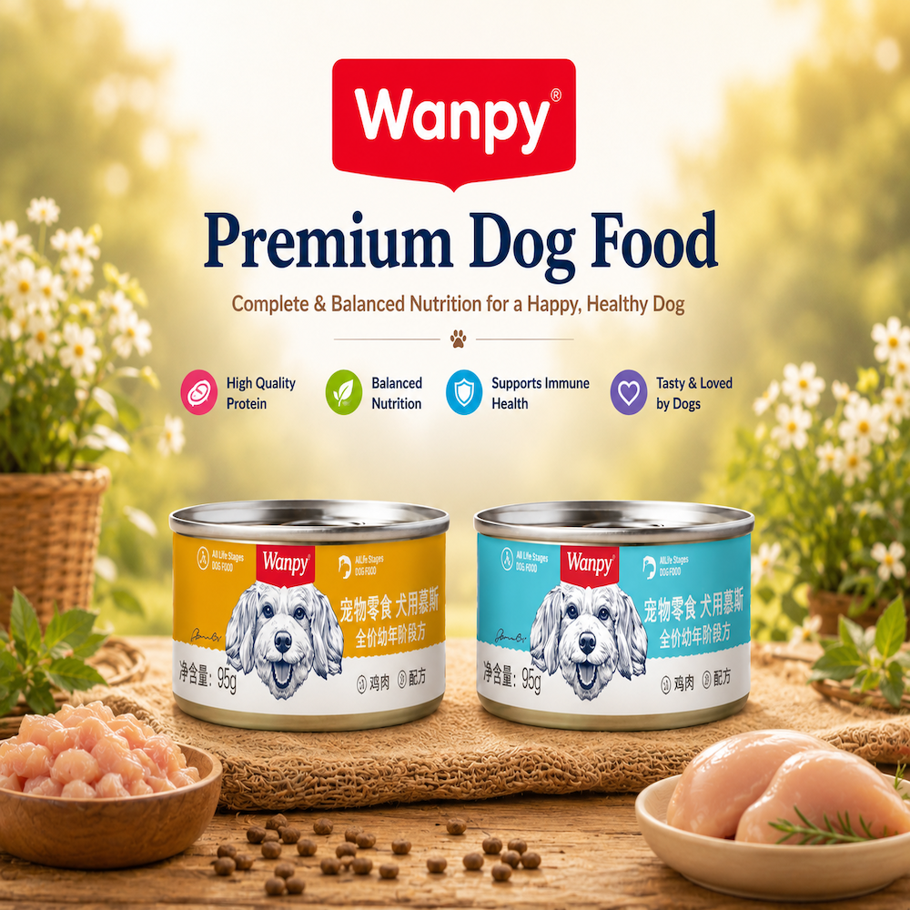 WANPY Dog Mousse Canned Food – Premium Soft Wet Dog Food with Chicken, Beef & Liver 95g