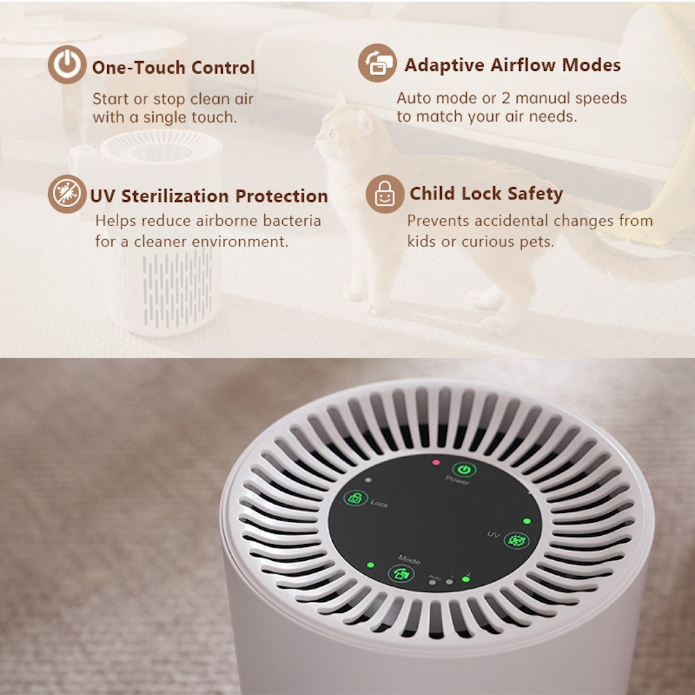 TikPaws HM-100 Pet Air Purifier – Activated Carbon Pet Hair & Odor Removal Air Cleaner