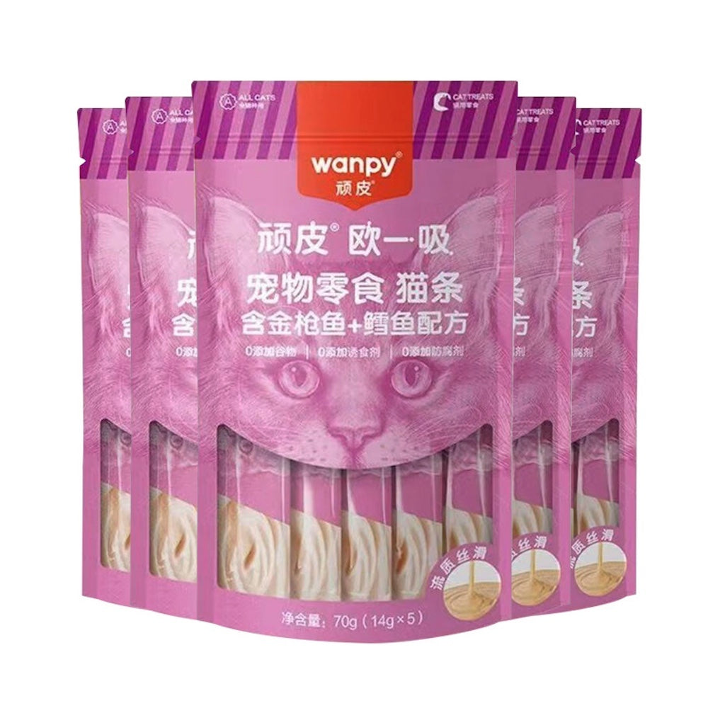WANPY Oyixi Cat Sticks – Classic Lickable Cat Treats with Chicken, Tuna, Shrimp, Scallop, Salmon & Cod 14g × 5