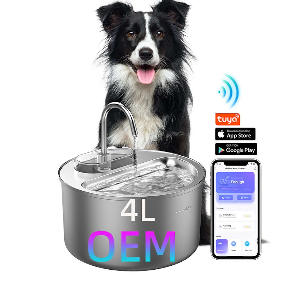 TikPaws TK-WF119LS-M Smart Pet Water Fountain – 4L Stainless Steel Fountain with APP Control