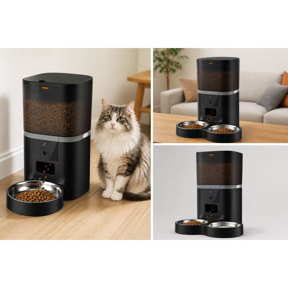 Smart Pet Feeder with 1080P Camera, 6L Capacity, App Control (Tuya/PETZERO), Auto Feeding System