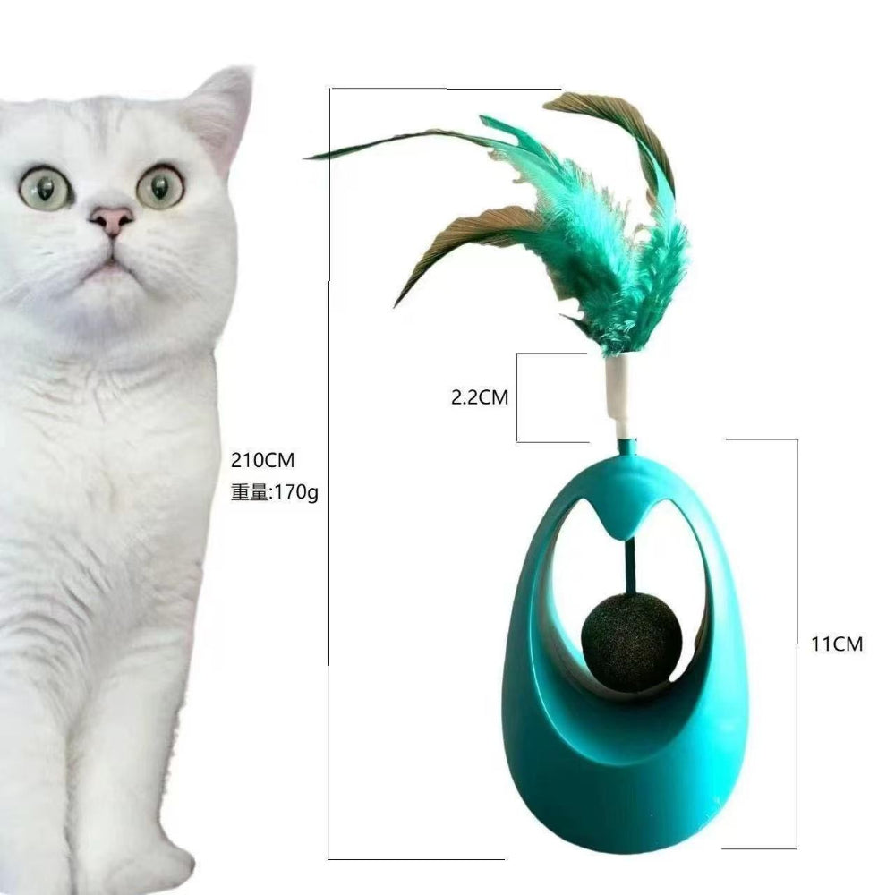 Self-Balancing Cat Mint Tumbler Toy with Feather Teaser
