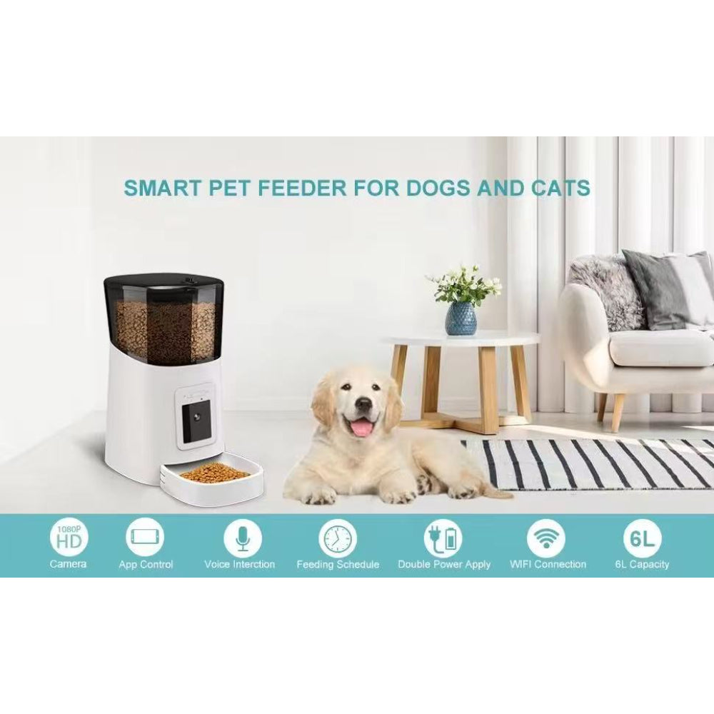 Smart Pet Feeder with 1080P Camera – 6L WiFi Automatic Dog & Cat Feeder (Tuya App)
