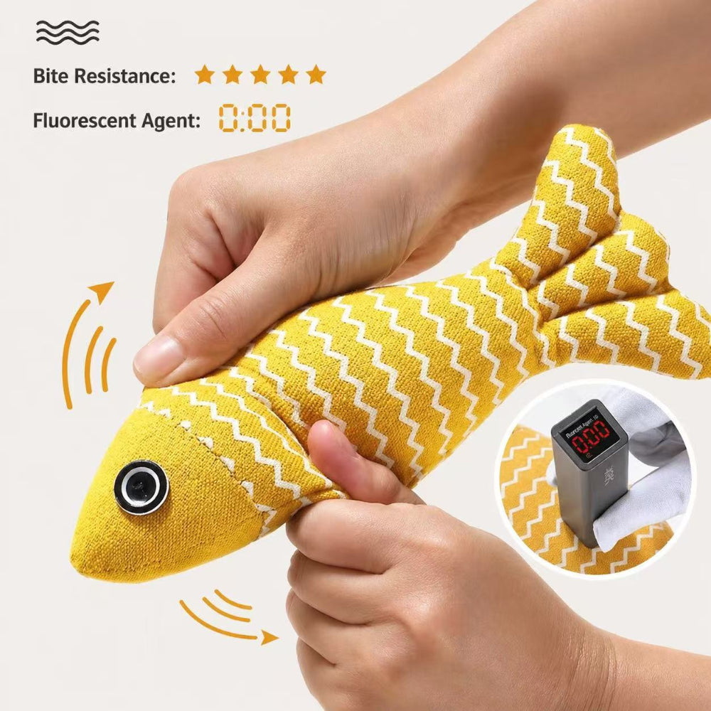 Catnip Fish Plush Toy – Bite-Resistant Cotton Linen Cat Chew Toy, Interactive Self-Play Cat Toy for Kittens & Cats