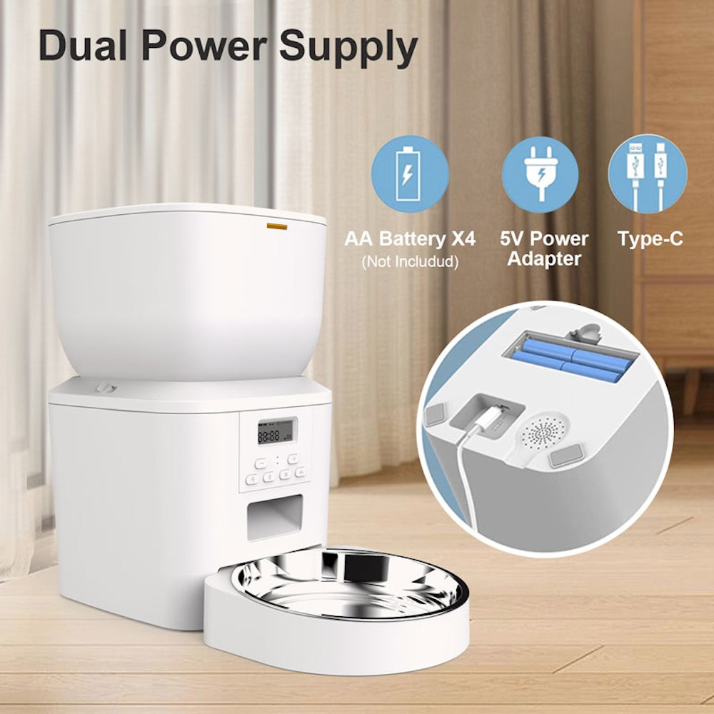 TikPaws QQ022 Smart Pet Feeder – 4L Automatic Food Dispenser with Programmable Feeding, LCD Display & 2.4G WiFi Scheduling