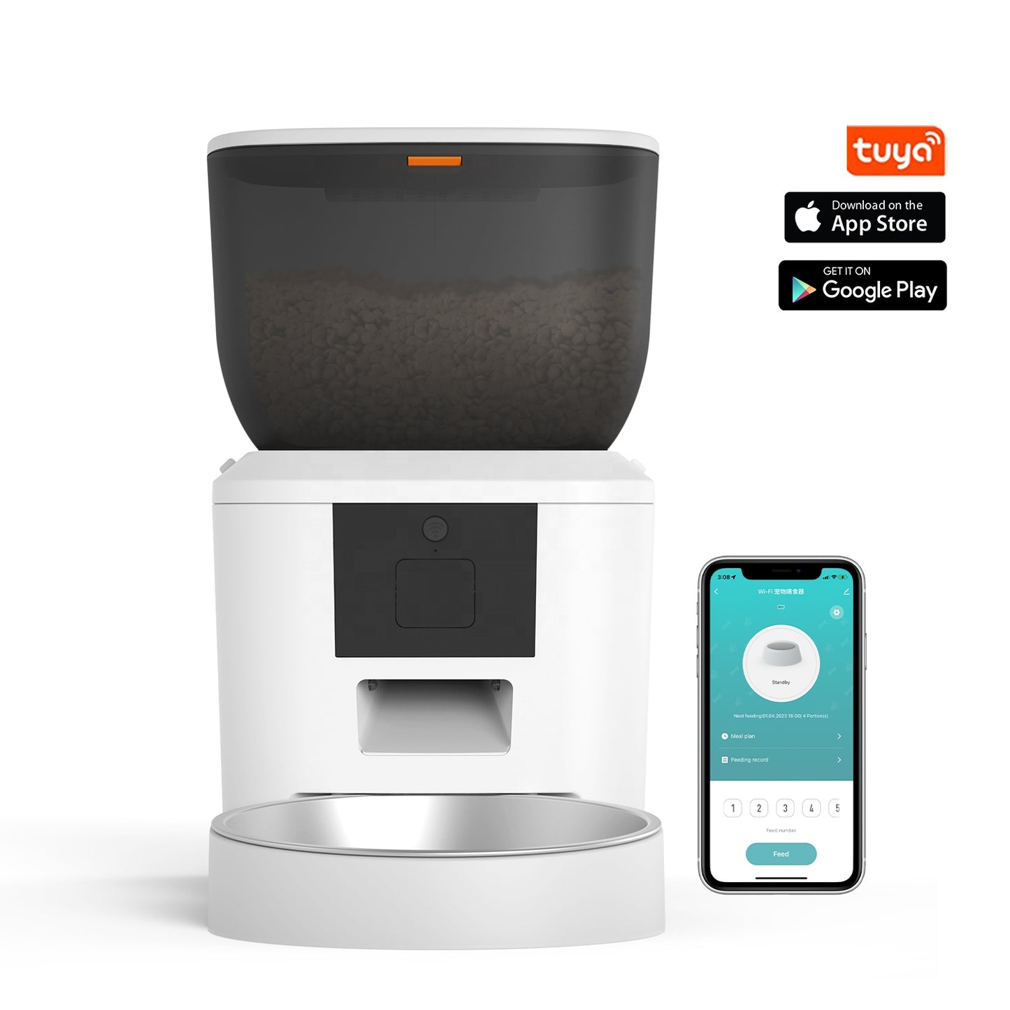 TikPaws QQ023 Smart Pet Feeder – 4L Automatic Food Dispenser with WiFi Control, LCD Display & Voice Recording
