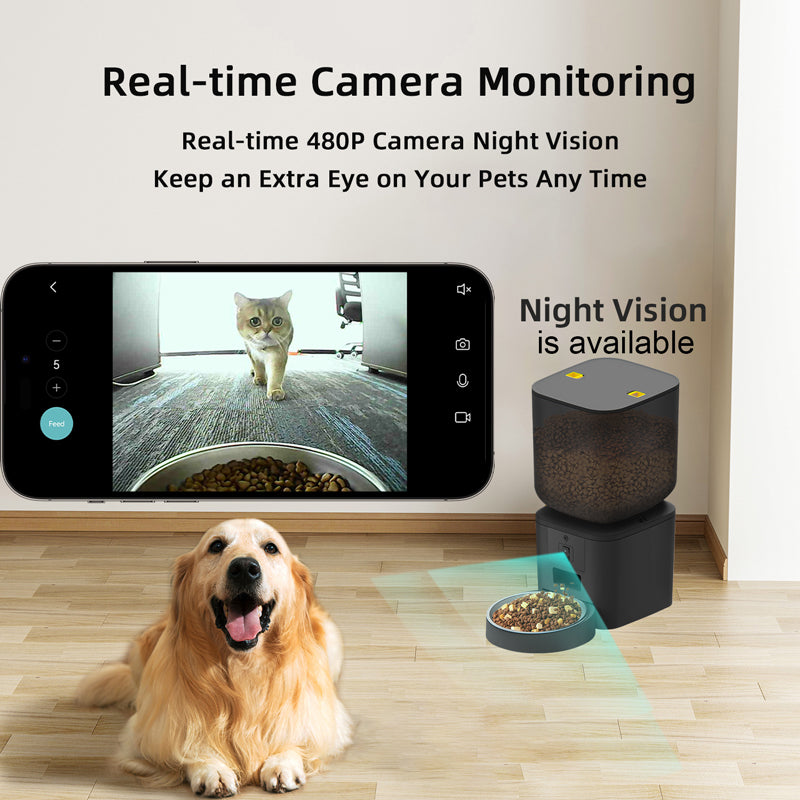 TikPaws QQ025 Smart Pet Feeder – 4L Automatic Food Dispenser with 480P Camera, LCD Display & App Control