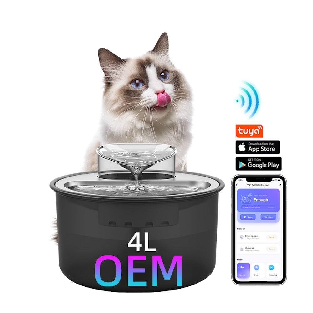 TikPaws TK-WF119L-P Smart Pet Water Fountain – 4L WiFi Stainless Steel Fountain with App Control & Filtration System
