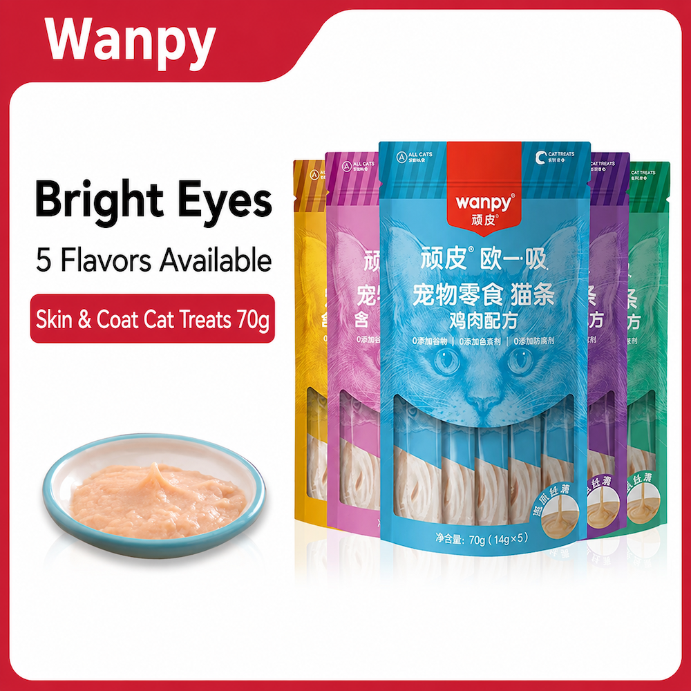 WANPY Oyixi Cat Sticks – Classic Lickable Cat Treats with Chicken, Tuna, Shrimp, Scallop, Salmon & Cod 14g × 5