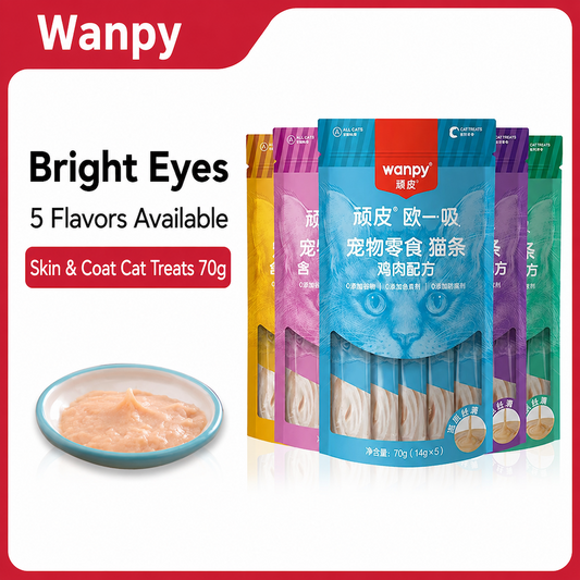 WANPY Oyixi Cat Sticks – Classic Lickable Cat Treats with Chicken, Tuna, Shrimp, Scallop, Salmon & Cod 14g × 5