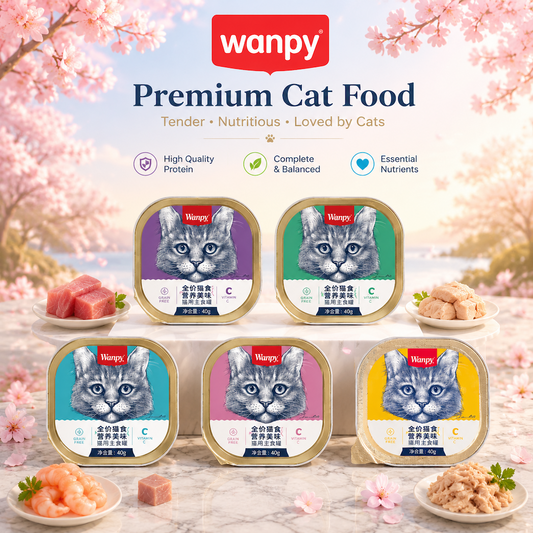 WANPY Cat Meal Box – Premium Cat Food Variety Pack with Tuna, Chicken, Salmon, Shrimp & Cod 40g × 6 Cans