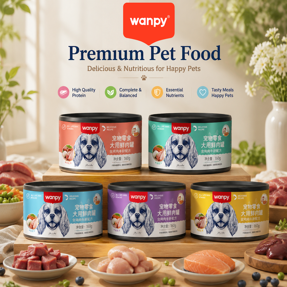 WANPY Fresh Sealed Can for Dogs – Premium Wet Dog Food with Chicken, Rice, Vegetables & Meat Recipes 160g