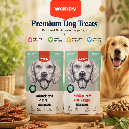 WANPY Oven-Baked Dog Biscuits – Premium Cheese Mini Buns & Deodorant Biscuits for Dogs 220g–400g