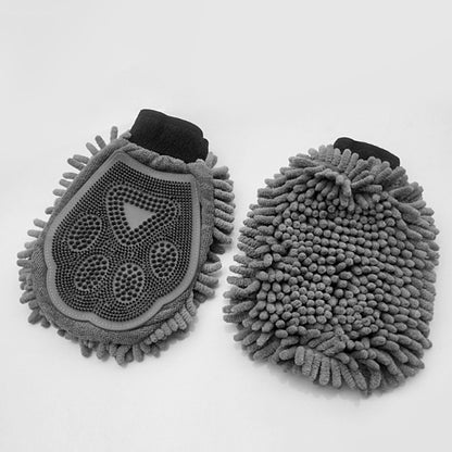 Xmaster Dual-Sided Pet Grooming Glove – Chenille & Silicone Cleaning and Grooming Glove