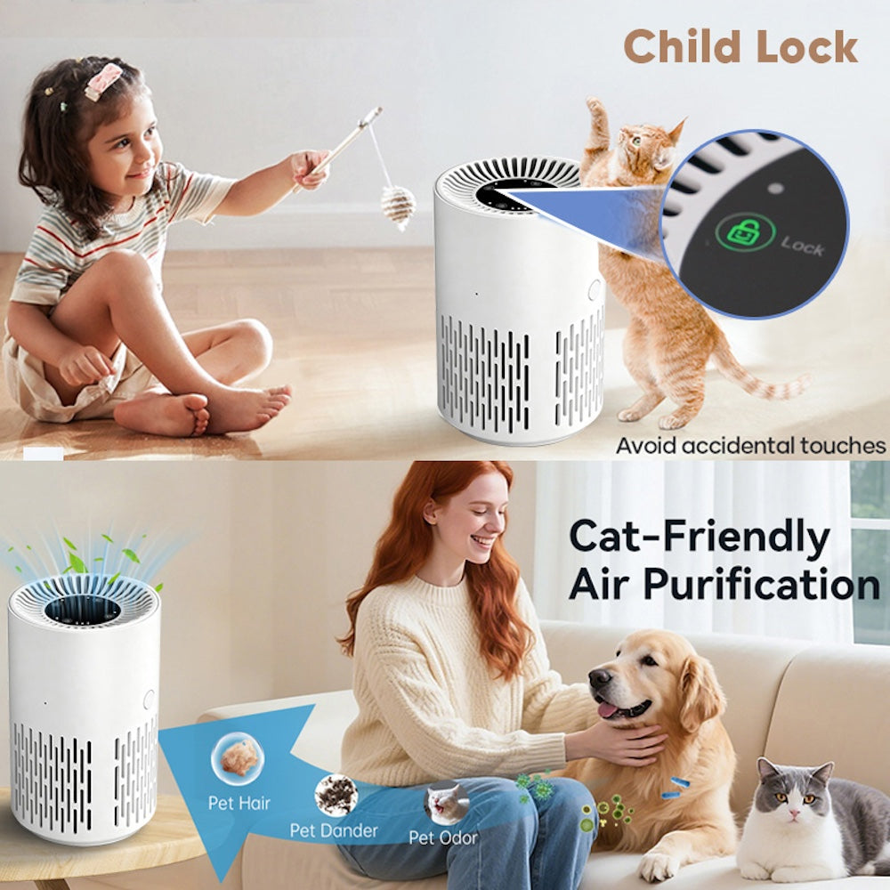 TikPaws HM-100 Pet Air Purifier – Activated Carbon Pet Hair & Odor Removal Air Cleaner