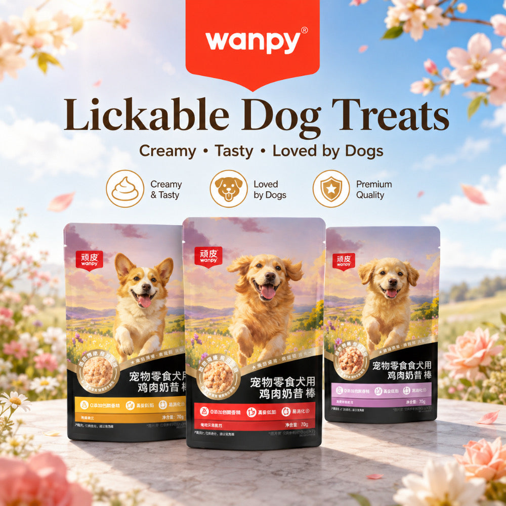 WANPY Lickable Dog Treats – Fresh Meat Pouches in Chicken & Beef