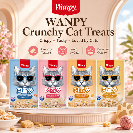 WANPY Meat Plenty Series – Complete Cat Food Pouches in Chicken, Egg, Cod & Tuna