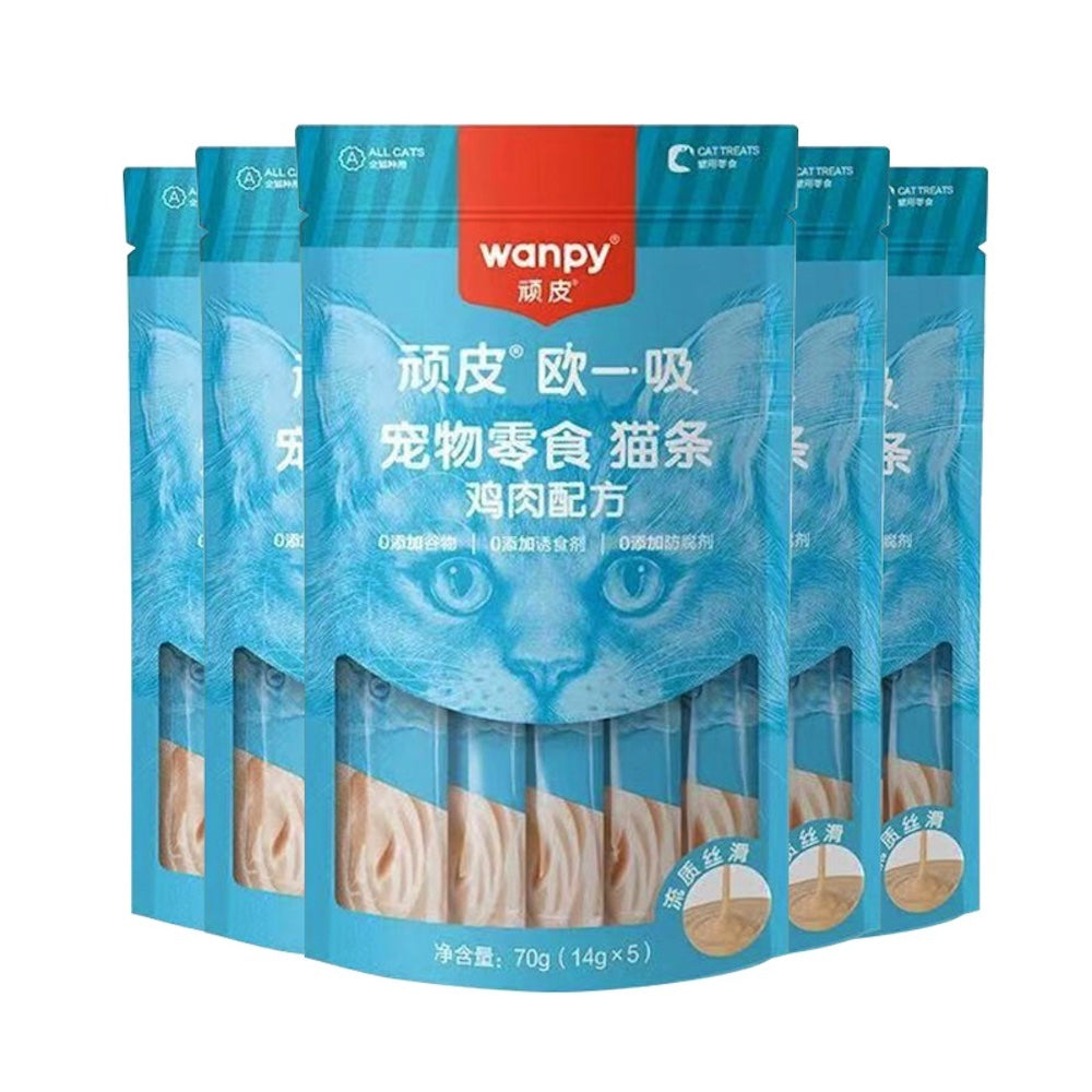 WANPY Oyixi Cat Sticks – Classic Lickable Cat Treats with Chicken, Tuna, Shrimp, Scallop, Salmon & Cod 14g × 5