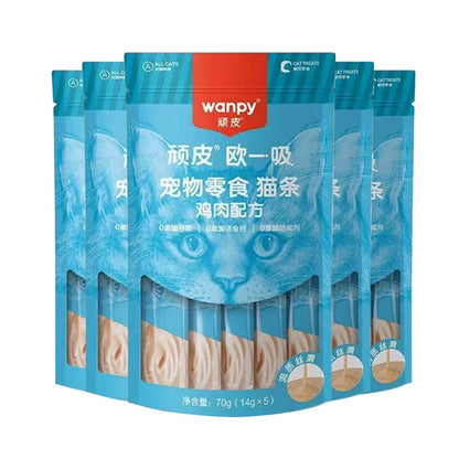 WANPY Oyixi Cat Sticks – Classic Lickable Cat Treats with Chicken, Tuna, Shrimp, Scallop, Salmon & Cod 14g × 5