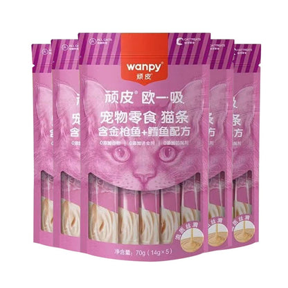 WANPY Oyixi Cat Sticks – Classic Lickable Cat Treats with Chicken, Tuna, Shrimp, Scallop, Salmon & Cod 14g × 5