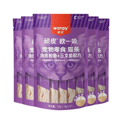 WANPY Oyixi Cat Sticks – Classic Lickable Cat Treats with Chicken, Tuna, Shrimp, Scallop, Salmon & Cod 14g × 5