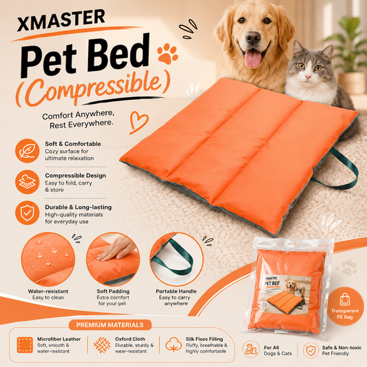 Xmaster Compressible Pet Bed – Soft Foldable Pet Sleeping Mat with Microfiber & Oxford Cloth