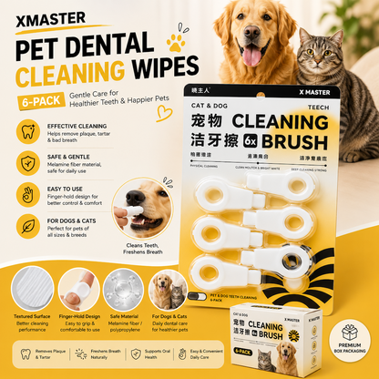 Xmaster Pet Calming Wipes (6-Pack) – Melamine Fiber Cleaning Wipes for Pet Care