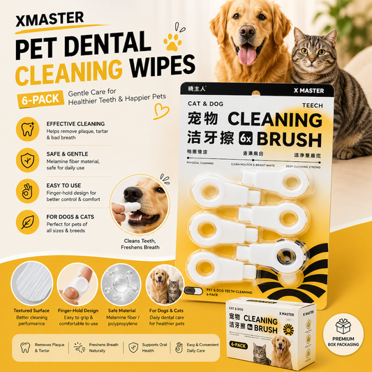 Xmaster Pet Calming Wipes (6-Pack) – Melamine Fiber Cleaning Wipes for Pet Care