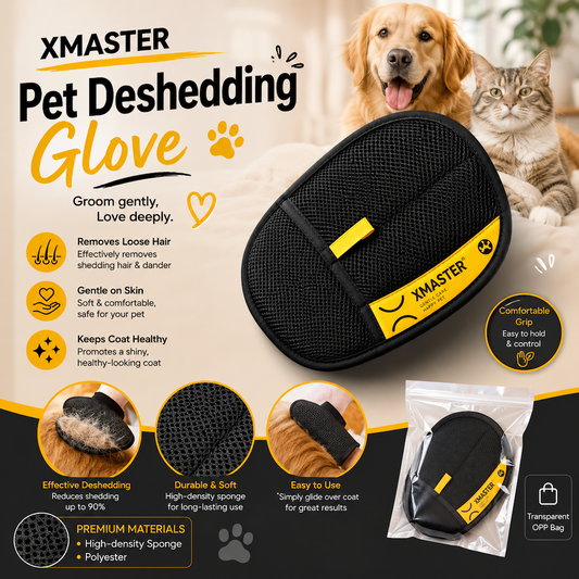 Xmaster Pet Deshedding Glove – Soft Grooming & Hair Removal Glove for Cats and Dogs