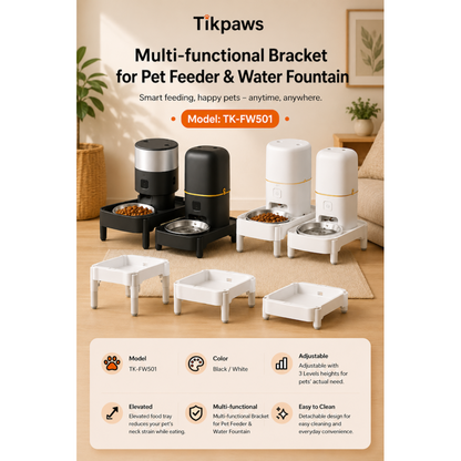 TikPaws HF001 Pet Feeder Elevating Bracket – Adjustable Raised Stand with 3 Height Levels for Pet Feeders