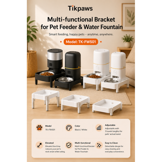 TikPaws HF001 Pet Feeder Elevating Bracket – Adjustable Raised Stand with 3 Height Levels for Pet Feeders