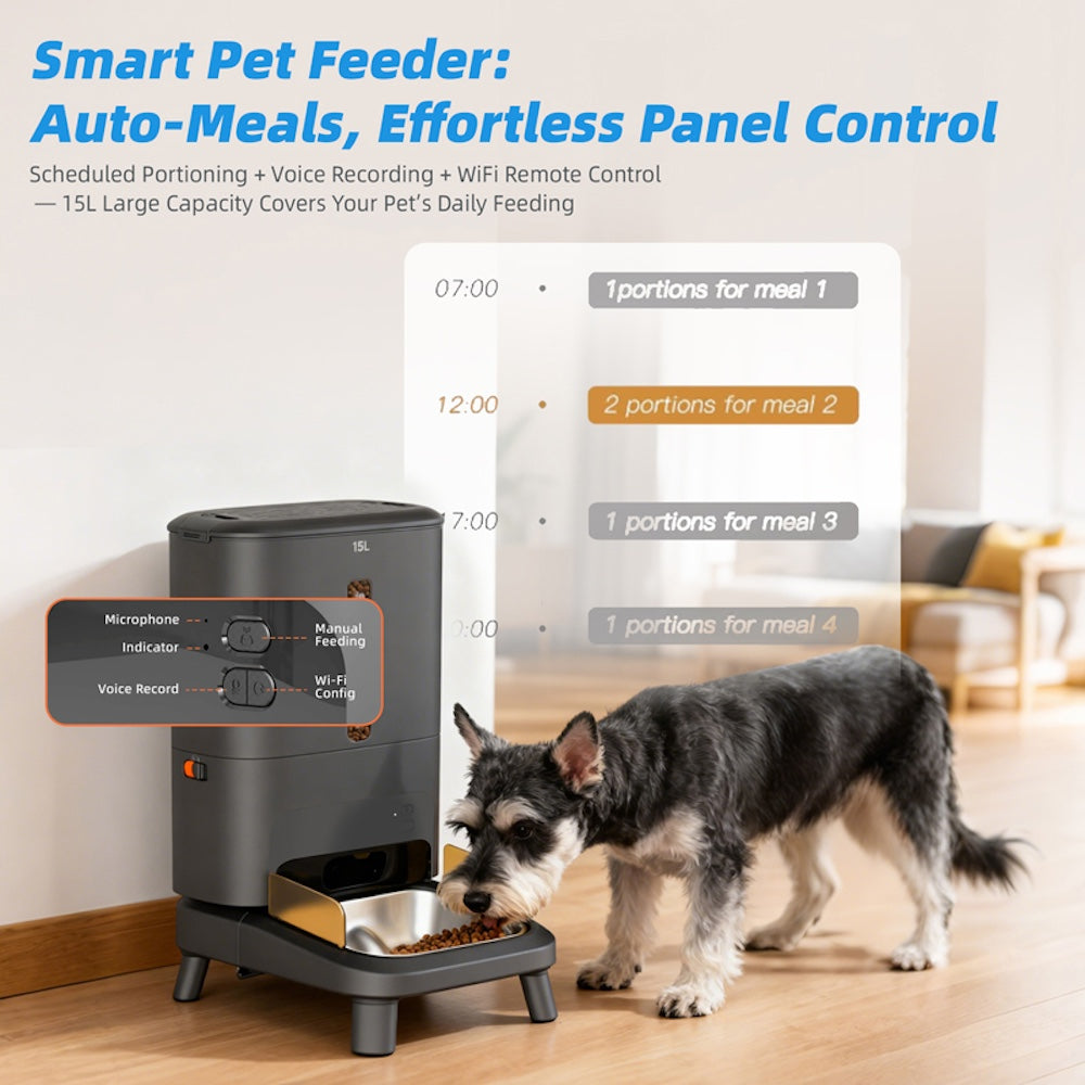 TikPaws TT02 WiFi Smart Large Dog Feeder 2026 – 15L Automatic Pet Feeder with App Control & Adjustable Stand
