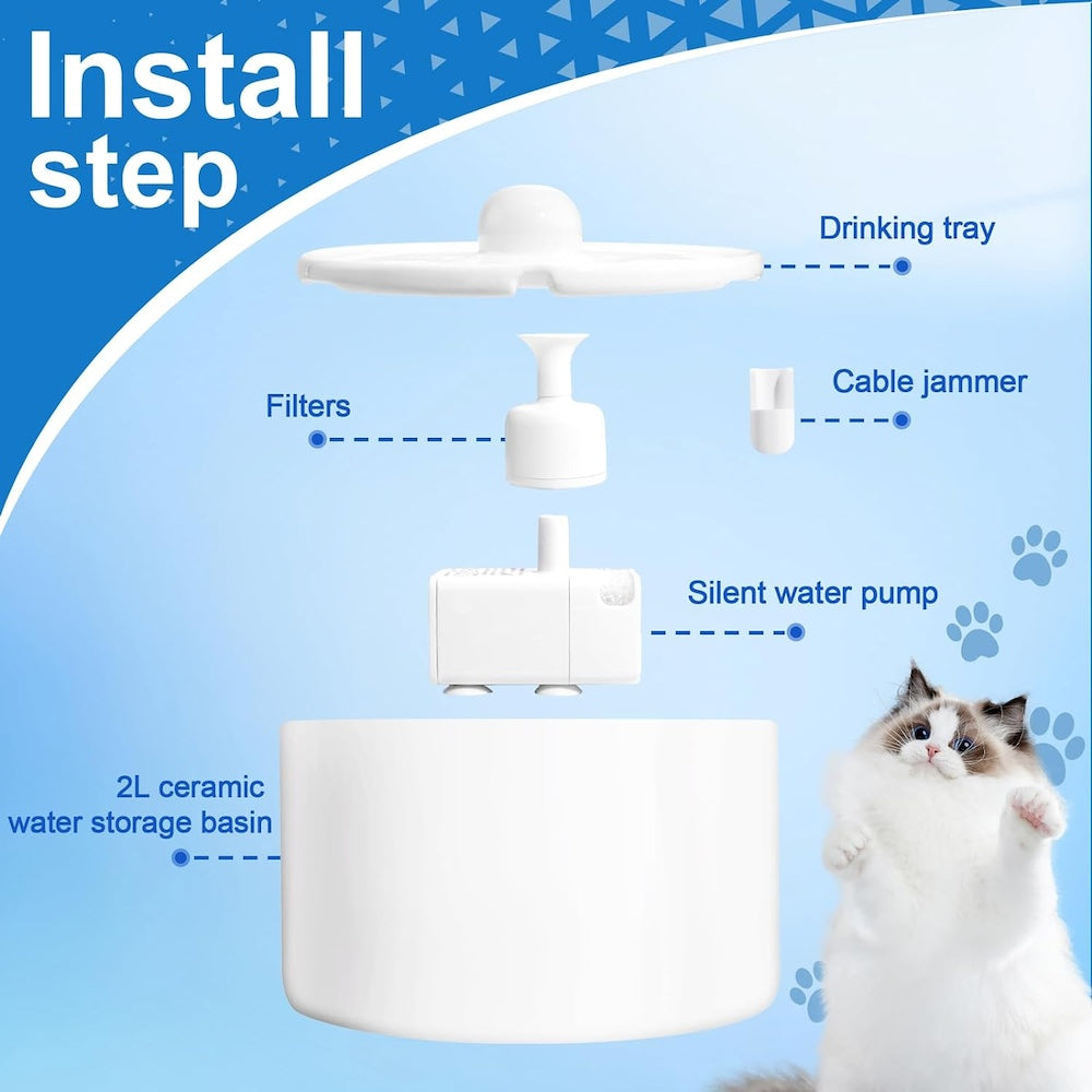 TikPaws TK-WF013 Ceramic Fresh WiFi Smart Water Fountain – 2L Ceramic Smart Fountain