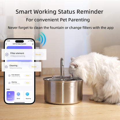 TikPaws TK-WF119LS-M Smart Pet Water Fountain – 4L Stainless Steel Fountain with APP Control