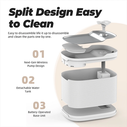 TikPaws WF215 Cordless Smart Pet Water Fountain – 2.5L Wireless Fountain with Radar Sensor & FOD Safety