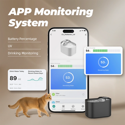 TikPaws WF315 Smart WiFi Pet Water Fountain – 2.5L Battery-Powered Fountain with App Control, UV Sterilization & Motion Sensor