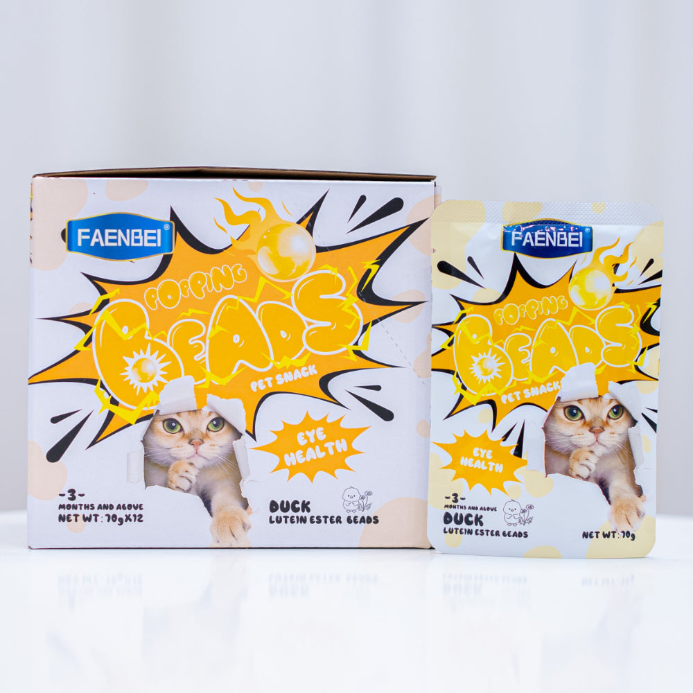 FAENEBI Pet Snack  Popping Beads  Pouch Duck + Lutein Ester  Popping Beads 70g*12pcs