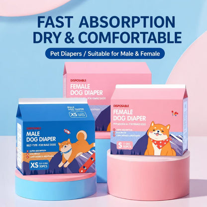 Disposable Dog Diapers (Male & Female) | Super Absorbent, Leak-Proof, Breathable