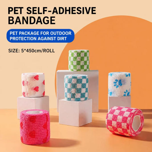Pet Self-Adhesive Elastic Bandage | Breathable Vet Wrap for Dogs & Cats