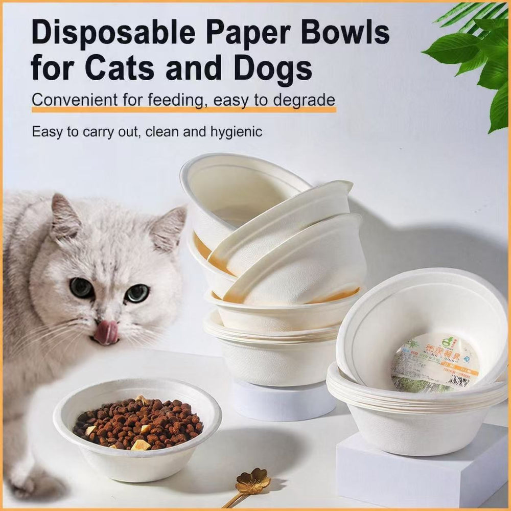 Disposable Paper Bowls for Cats and Dogs (350ml, 10pcs)