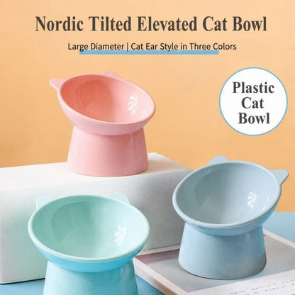 Nordic Tilted Elevated Cat Bowl – Anti-Spill Neck Protection Pet Feeding Bowl