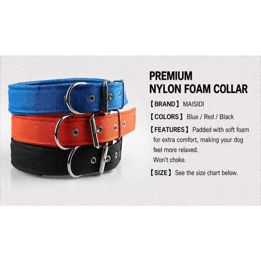 Premium Nylon Foam Dog Collar – Soft Padded Adjustable Pet Collar