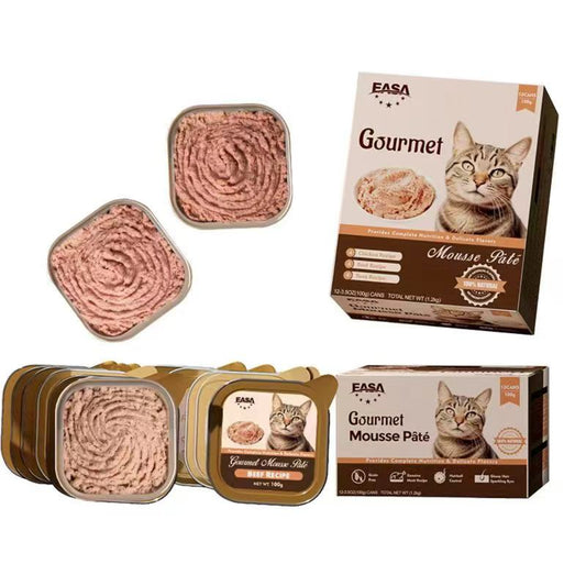 Gourmet Mousse Pâté Wet Cat Food (100g x 12 Cans) – Chicken / Beef / Tuna