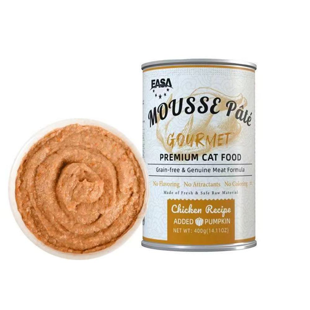 Gourmet Mousse Pâté Wet Cat Food (400g x 30 Cans) – Chicken & Pumpkin / Tuna & Blueberry / Salmon & Carrot