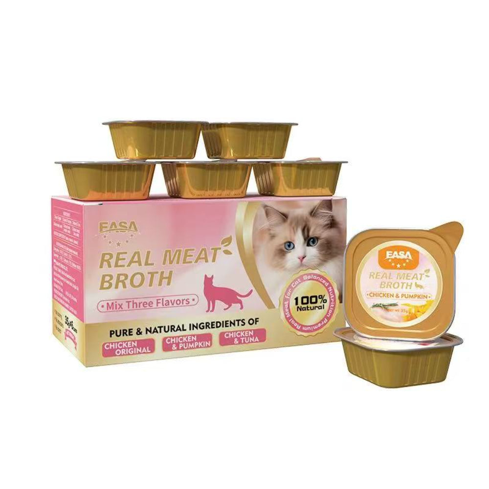 EASA Real Meat Broth Cat Food 35g Cups – Mixed Flavors