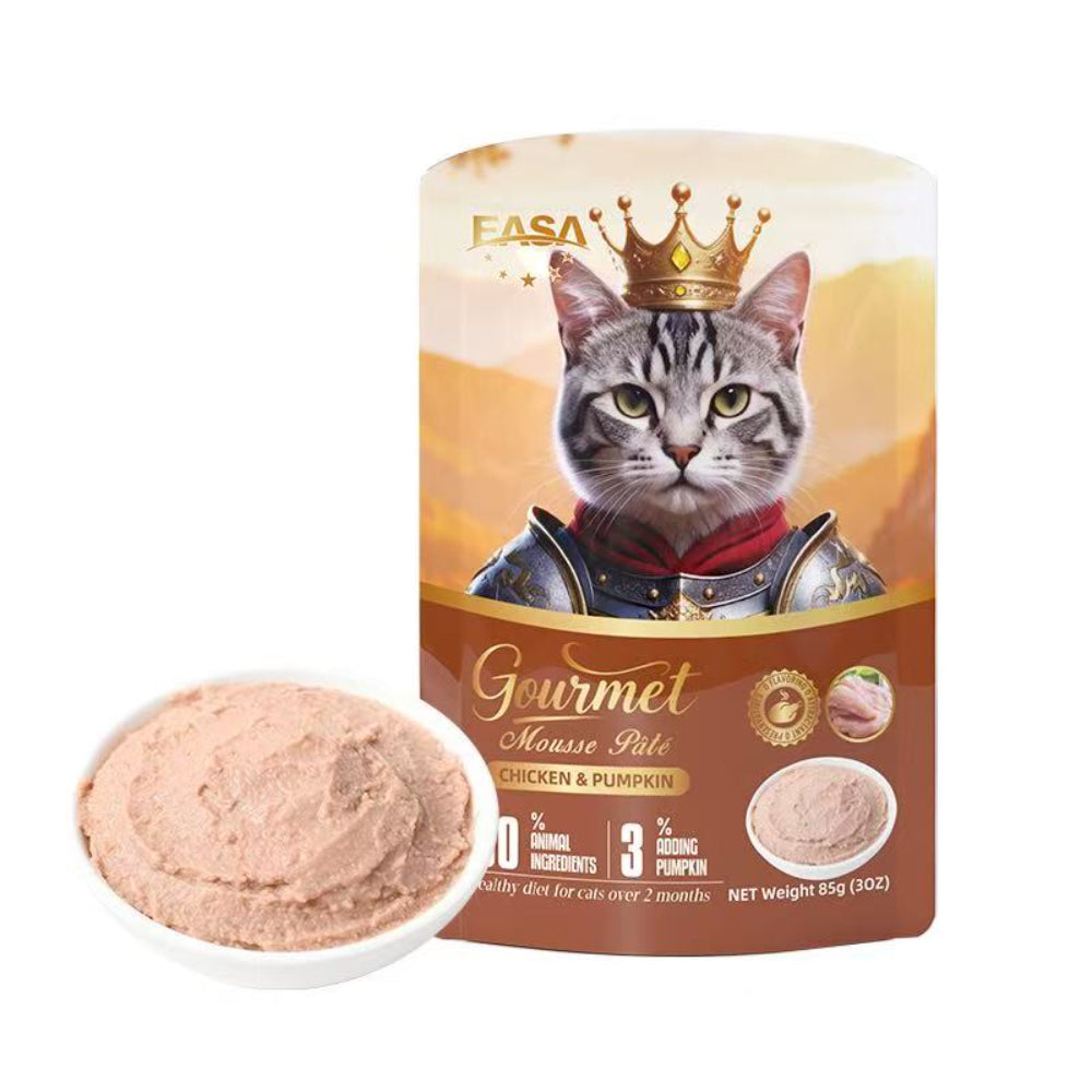EASA Gourmet Mousse Pâté Cat Food – Chicken & Pumpkin / Tuna & Blueberry / Salmon & Carrot (85g)