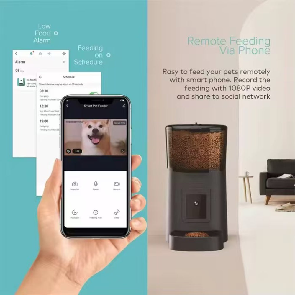 Smart Pet Feeder 1080P Camera WiFi Automatic 6L App Control (PP003 Pro)