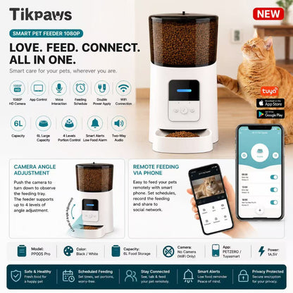 Smart Pet Feeder WiFi Automatic 6L App Control No Camera (PP005 Pro)