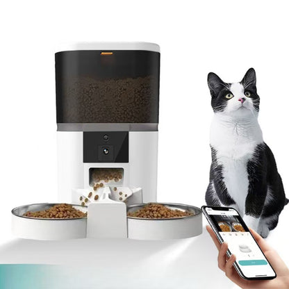Smart Pet Feeder with 1080P Camera, 6L Capacity, App Control (Tuya/PETZERO), Auto Feeding System